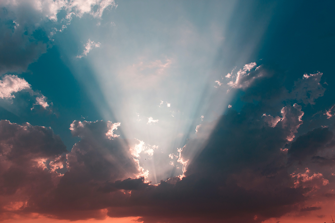 Sun rays in clouds